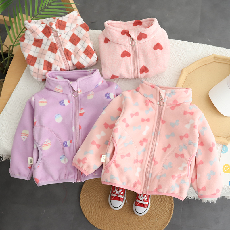 Toddler Boy Winter Fleece Jacket - 2026 Sonbahar Çocuk Bebek Erkek Çizgi