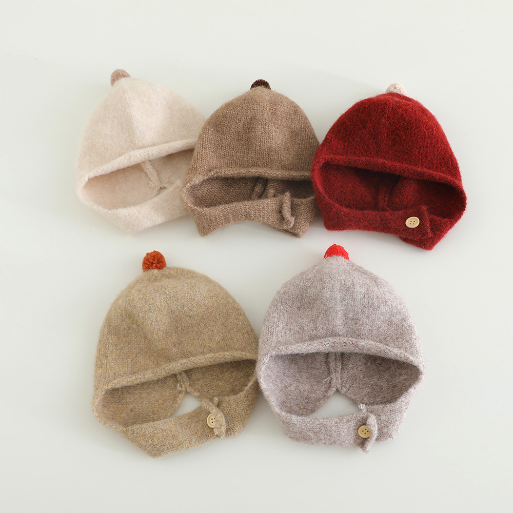 Infant Beanie Hat With Ears - Kışlık Örgü Bebek Kulaklıklı Şapka Sevimli