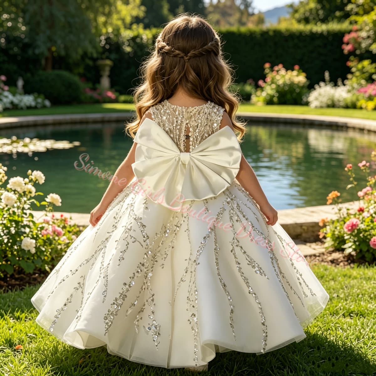 Toddler Girl Tulle Party Dress - Çiçek Kızı Elbisesi Lüks Boncuklu Düğün
