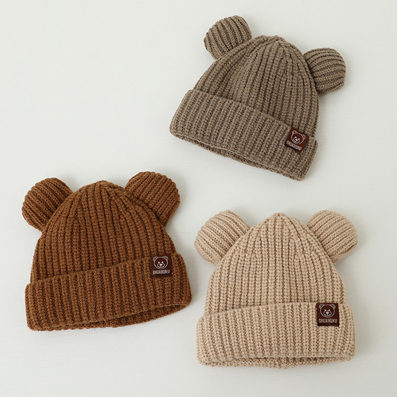 Infant Beanie Hat With Ears - Ayı Bebek Kış Şapkası Karikatür Kulaklı