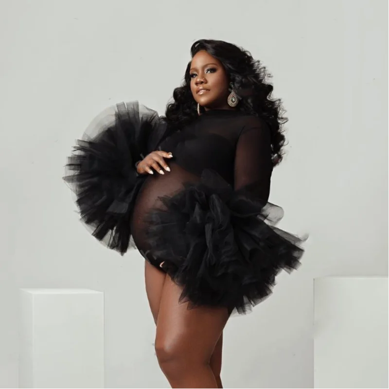Maternity Wear - Hamile Fotoğrafçılığı Sahne Bodysuit Kabarık Ruffled