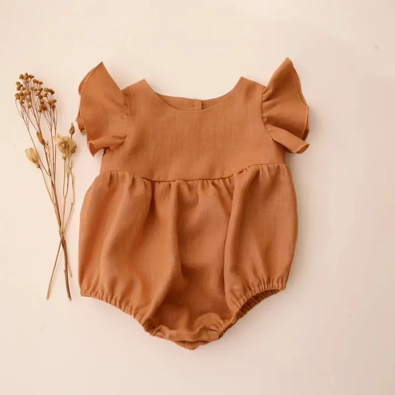 0-24M keten pamuk yenidoğan kı - Baby Summer Linen Sleeveless Jumpsuit incelemesi ve fiyatı